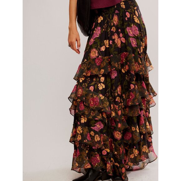 FREE PEOPLE Lolita Maxi Skirt / Wash Black Combo - Picture 2 of 9